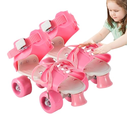 Zapatos de ruedas ajustables, patines de cuatro ruedas con 4 ruedas, zapatos de rodillo de hilera, recreación, principiantes, adolescentes, niños, tallas 28 36, calzado de actividad divertida
