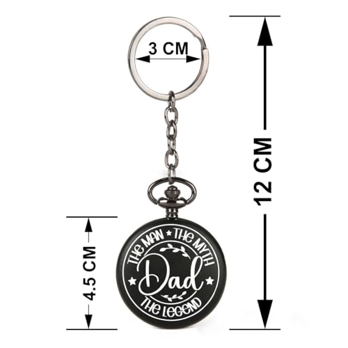 Image of Vintage Gandhi Style Pocket Watch with Engraved Designs & Messages Royal Black Analog for Men Women & Kids Includes Key Ring for car or Bike Keys Ideal Gift