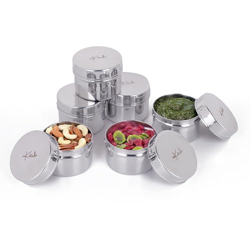 Image of Stainless Steel Masala Box Set of 3 with Lid (120ML Each), Small Spice Container Set, Steel Storage for Masala, Pickle, Chutney, Mukhwas, Clove, Portable Kitchen Organizer