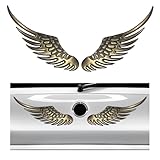 Dickno 2PCS Angel Wings Car Stickers, 3D Alloy Metal Angel Hawk Eagle Wings Emblem Badge Decal, Anti-Collision Auto Body Logo Sticker, Universal Vehicle Exterior Decor Accessories (Golden & Black)