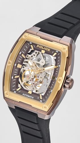 Image of Police Automatic Brown Rectangular Dial Men's Analog Watch | Stainless Steel Strap Material | Water Resistant Watch - PLPEWJL0072203