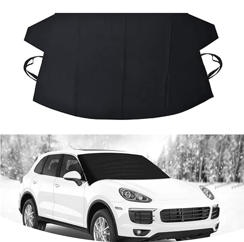 Image of QODOLSI Windshield Cover for Ice and Snow, Thicken 600D Oxford Fabric Windshield Frost Cover for Ice, Frost & Snow Removal Windshield Snow Cover for All Weather, Water, Sag-Proof (75 inch x 47.25 inch)