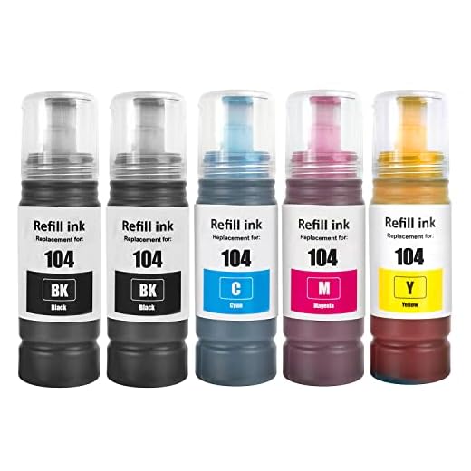 SHUOLEI 104 Inchiostro Compatibile con Epson 104 Flaconi di Inchiostro Multipack per ET-1810 ET-2810 ET-2811 ET-2812 ET-2814 ET-2815 ET-2820 ET-2821 ET-2825 ET-2826 ET-4800 (5P, 2BK C M Y)