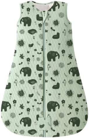 Yoofoss Schlafsack Baby Winter 2.5 Tog | Winterschlafsack Baumwolle Babyschlafsack Warm für Jungen Mädchen Neugeborene 78 cm/6-12 Monate Grüner Elefant