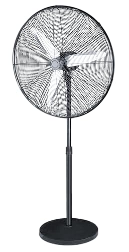 Abrila - Ventilador de Pie ALARCON | Negro/Aluminio Plata con 3 Velocidades Ajustables | Orientable y Oscilante | 200W de Potencia y 49,5D | Ideal para Todo Tipo de Estancias