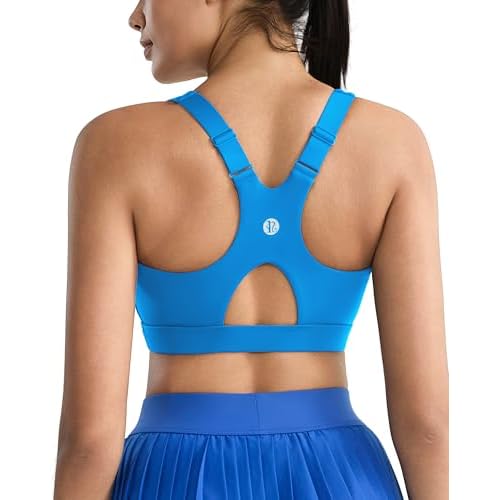 RUNNING GIRL High Impact Sports Bras for Women High Support Molded Cups, Adjustable Straps Sports Bra with Sewn in Pads Dazzling Blue XX-Large