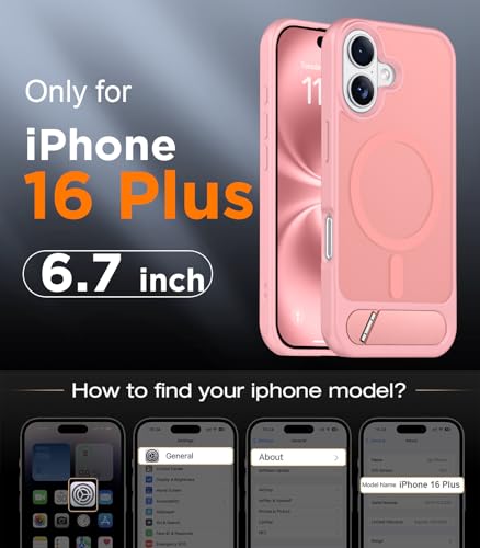 Image of Magnetic Compatible with iPhone 16 Plus Case, [Built-in Invisible Kickstand][Compatible with MagSafe][Military Grade Shockproof] Slim Translucent Matte Phone Case for iPhone 16 Plus 6.7 inch
