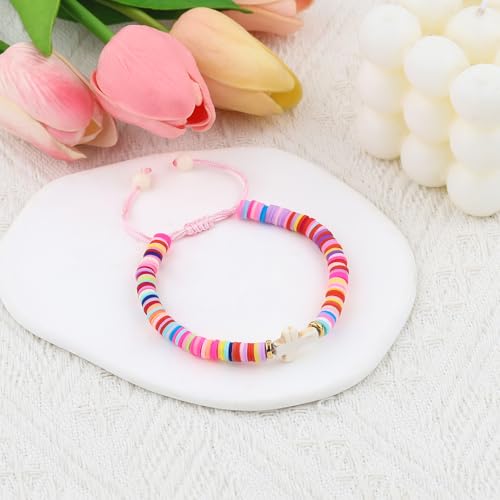 GVUSMIL Cross Bracelet Baptism Gifts Easter Basket Stuffers First Communion Adjustable Clay and Stone Christ Holy Water Bracelet Faith Jewelry for Daughter Granddaughter Niece4