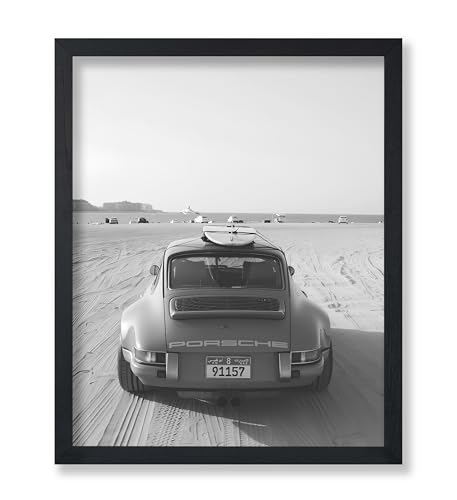 Poster Master Classic Car Poster - Car in the Desert Print - Automobile Art - Transportation Design - Black and White Illustration - Great Garage or Living Room Decor - 18x24 UNFRAMED Wall Decor