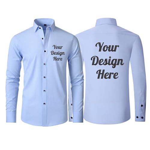 TopTie Camisas de Manga Larga con Logotipo Personalizado para Hombre, para Eventos, Camisas abotonadas Personalizables