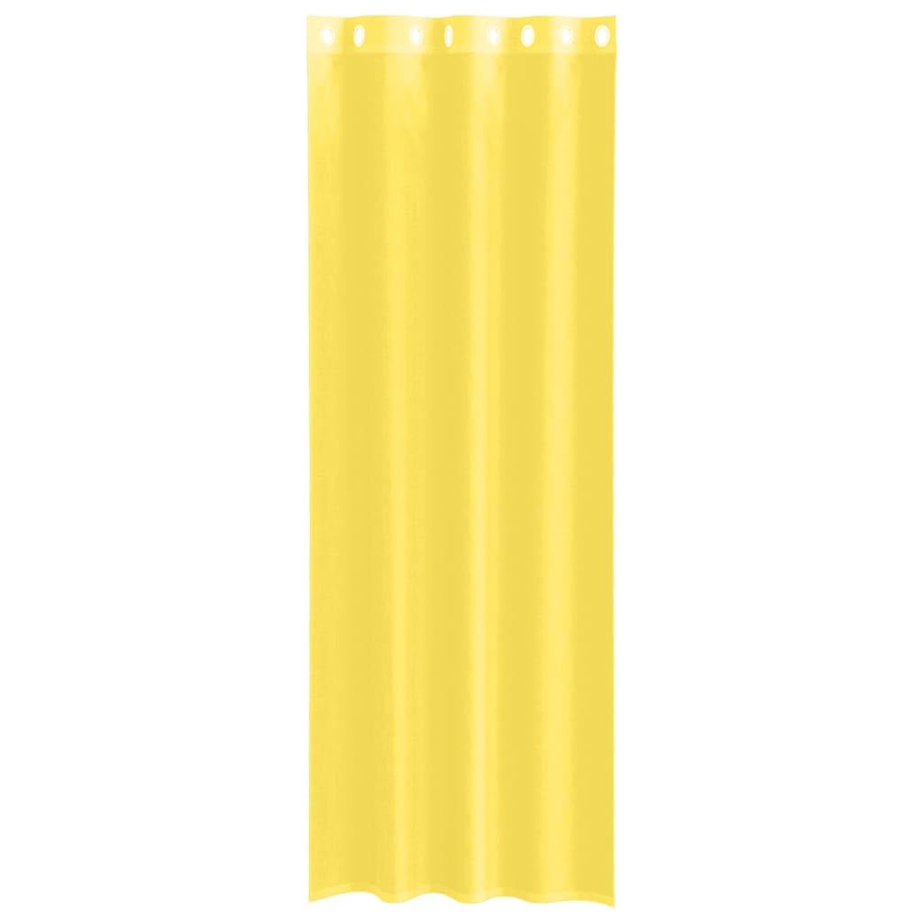 Mangloder Voile Vorhänge mit Ösen, 2 STK., gelb, 140 x 260 cm, transparentes Polyester für Wohnzimmer, Schlafzimmer, Küche, Fenster, Sichtschutz und Sonnenschutz mit 8 Ösen