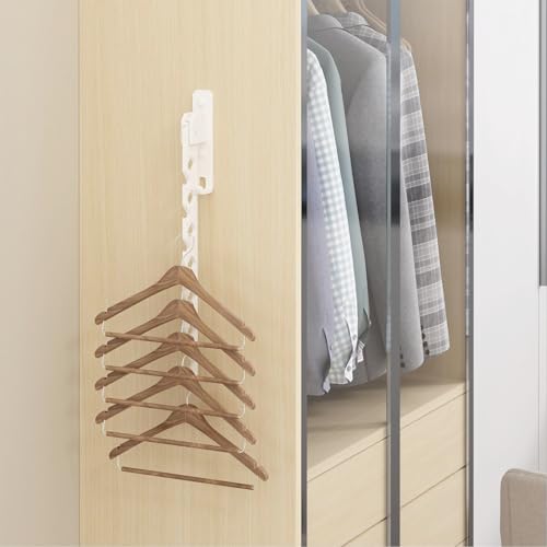 dancrul Wall Mounted Clothes Drying Rack, Wall Clothes Hanger Hook for Laundry Room, Clothes Hanger Foldable, Wall Rack Indoor, Perfect for Small Spaces, White 2 Packs