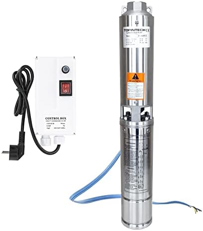 TOPINTECH Stainless Steel Well Pump 0.5HP 110V 18GPM 171ft Head Deep Well Submersible Pump for Domestic, Civil and Industrial