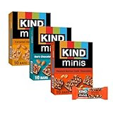 KIND Bar Minis, Variety Pack, Dark Chocolate Nuts and Sea Salt, Peanut Butter, Caramel Almond, Healthy Snacks, 3g Protein, Gluten Free, Low Sugar/Calorie Snacks, 30 Count
