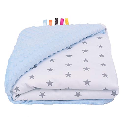Sevira Kids - Couverture plaid - Bébé et Enfant - Minky - Ultra Douce - Fabriqué en Europe - Entretien Facile - Cadeau Naissance Naissance - Bleu étoiles