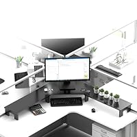 Hoek Monitorstandaard Driehoek Bureau Monitor Riser Dubbellaags, Computer Monitor Hoek Plank Tafelblad Houder met 2 Sleuven, Ruimtebesparend Houten Scherm Opbergrek (Color : Natural