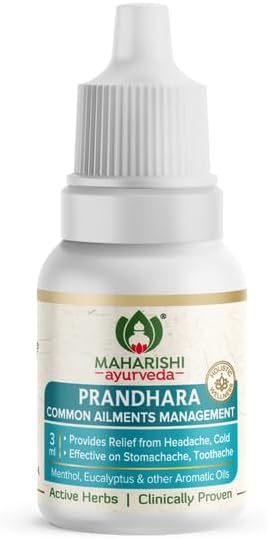 Maharishi Ayurveda Prandhara- Ayurvedic Oil for Common Ailments | For Nasal Congestion, Headache & Toothache | Multi-Purpose Oil | Relief From Cold, Cough| 3ml - Pack of 1