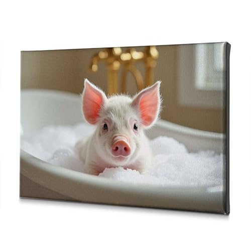 Toile de salle de bain cochon 40x60 cm pour decoration murale
