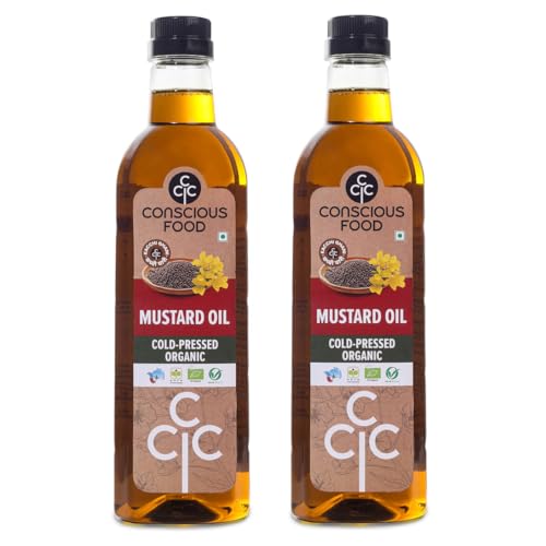 Image of Conscious Food Cold Pressed Black Mustard Oil | 1 Litre | Mustard Oil for Cooking | Good for heart health | Kachi Ghani | Pack of 2