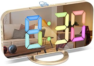 Alarm Clock with Dimmable LED Display, Digital Clock, Digital Alarm Clock with Colour Fonts, Alarm, Snooze, 3 Dimmer Modes, Alarm Clocks Bedside Mains Powered, Bedside Clock for Bedroom Decore-Black