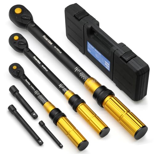 Roartisa 6PCS Torque Wrench Set - 1/4 & 3/8 & 1/2-Inch Drive Click Torque Wrenches - ±3% Accuracy Dual-Scales 72 Teeth Dual-Direction Adjustable Torque Wrench for Bicycle, Motorcycle, Car Maintenance