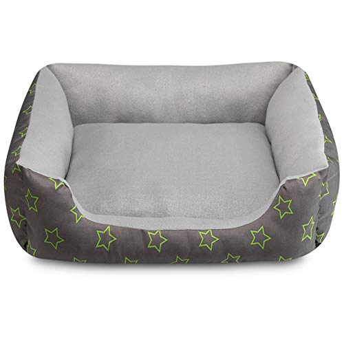 Hollypet Self-Warming Pet Bed for 25lbs Small and Medium-Sized Dogs Cats, Polyester Peach Skin Rectangular Sleeping Bag Cushion, Gray Star