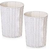 Sintuff Small Round Wicker Waste Paper Basket Woven Waste Bin Wicker Small Paper Trash Can Rubbish B