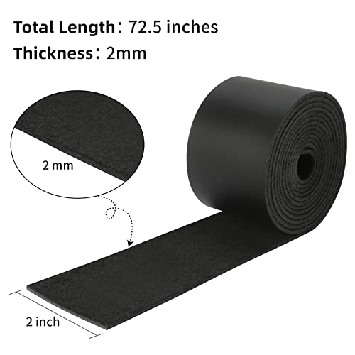 Ringsun 2 Inches Wide Flat Leather Straps For Crafts, Full Grain Leather Strips Cord String For Crafts, Tooling (2Mm Thick 72.5 Inches Long Black) #TOP2