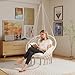 KROFEM Macrame Hammock Hanging Swinging Chair with Medium Cushion, Perfect for Bedroom, Porch, Adults, Balcony, Beige