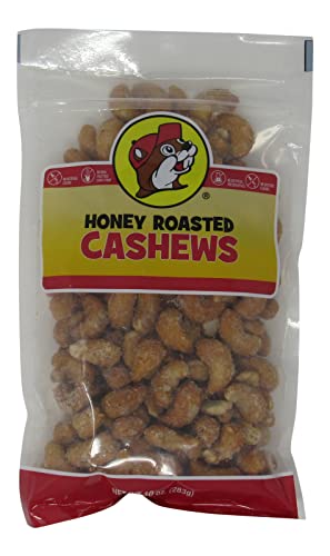 Buc-ee's Honey Roasted Whole Cashews in a Resealable Bag, One 10 Ounce Bag