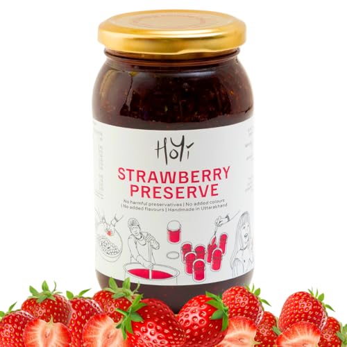 Image of HoYi Organic Strawberry Fruit Spread & Jam Preserve (250 gms) | Loaded with 62% Fruit Chunks | Zero Refined Sugar & No Preservatives | No Added Colors | Strawberry Jam for Kids & Adults