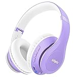 Uliptz Wireless Headphones Over Ear, 65 Hrs Playtime Bluetooth Headphones, 6 EQ Modes Foldable Lightweight Headphones Wireless, Foldable Bluetooth 6.0 for Travel/Office/PC(Purple)