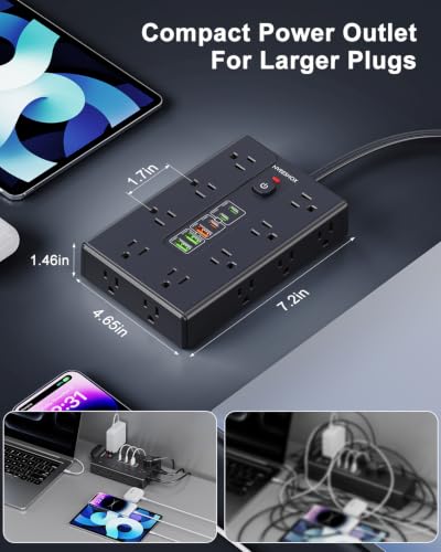 Image of Surge Protector Power Strip with 16 AC Outlets 6 USB Ports(3 Type C)