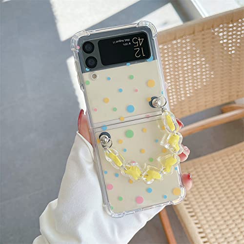 Coque Samsung Z Flip 3 transparente avec cordon perle pour soirée