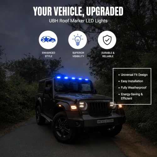 Image of UBH Roof Marker LED Lights For Cars, Trucks, Or Suv 4 X 4 Thar (UFO) (UFO Light 5 Blue)