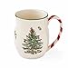 Spode Christmas Tree 14 oz Holiday Mugs (Set of 4) - Festive Coffee Cups with Peppermint Candy Cane Handle, Stoneware Christmas Drinkware Ideal for Hot Cocoa, Holiday Tea & Winter Beverages