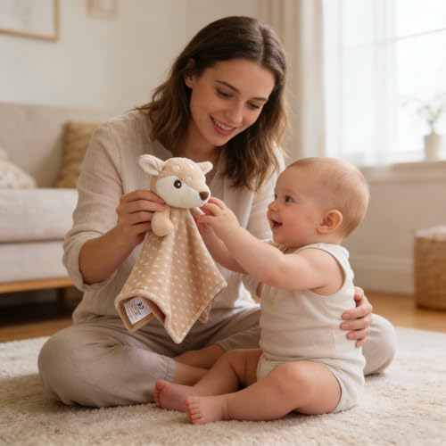 Image of CREVENT Cozy Plush Baby Security Blanket, Loveys for Baby Girls and Boys, Birthday (Brown Deer)