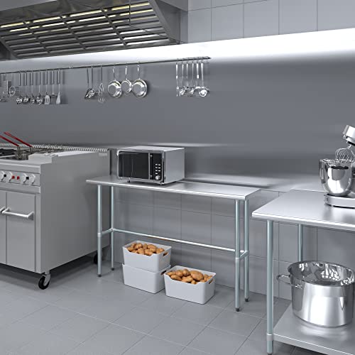 Image of AmGood Stainless Steel Work Table Open Base | Metal Work Bench (Stainless Steel Table Open Base, 60 inch Long x 14 inch Deep)