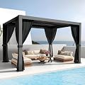 LVUYOYO 10' x 13' Outdoor Louvered Pergola, Metal Aluminum Pergola with Adjustable Roof, Waterproof Gazebo with Curtains and Netting for Patio, Backyard, Garden, Deck (Black)