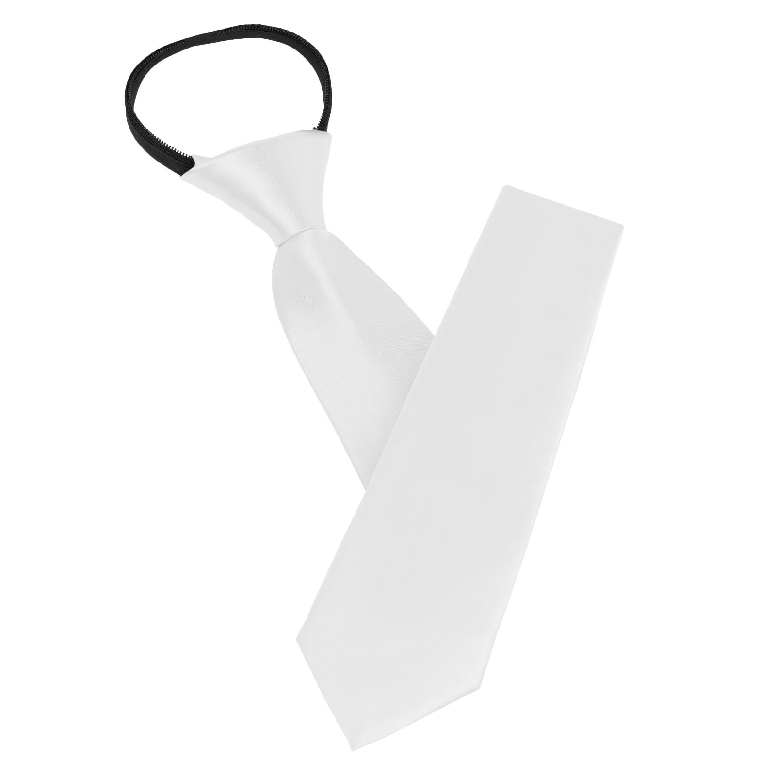 AUYAO Herren Krawatten, Einfarbiger Klassische Vorgebundenen Knoten Krawatte 8cm, Verstellbarer Krawatten für Herren mit Reißverschluss für Heiraten Oder Festliche Veranstaltunge (Weiß-Polyester)