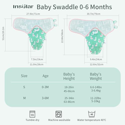 Image of insular Baby Swaddle Wrap, Swaddle Blanket for Newborn and Infant, Adjustable Swaddling Set for Boy and Girl, Soft Cotton Baby Sleep Sack 3 Pack, Alpaca, Medium(3-6 Month)