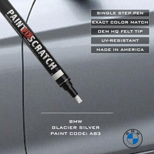 Image of Paint Scratch Fix Exact BMW Touch Up Paint For Glacier Silver A83, Car Paint Pen, Auto Marker For Scratches, Fixed Keyed Car And Stone Chips, Manufacturer Exact Color Code Match, (BMW - Glacier Silver - A83)