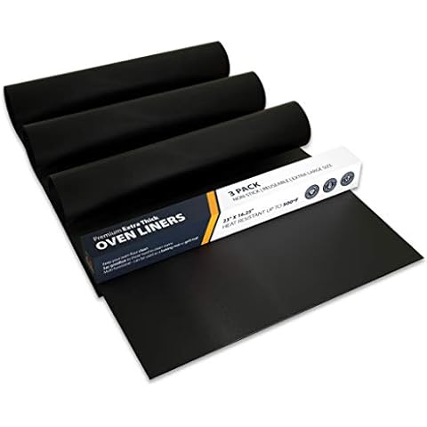 Large Heavy Duty Oven Liner by Linda’s Essentials (3 Pack) - Teflon Oven Liners For Bottom of Oven for Gas, Electric and Fan Assisted Ovens - Reusable Non-Stick Oven Mats for Bottom of Oven - BPA Free Cover
