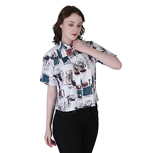 Image of GRECIILOOKS Shirt for Women`s | Womens Printed Half Sleeve Shirt | Casual Loose fit Tops | Comfortable Rich Korean Style Crop top for Women