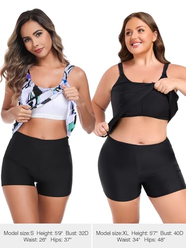 Ocean Blues Women's Swim Short Boyshorts Swim Bottoms Mid Waisted Board Shorts2