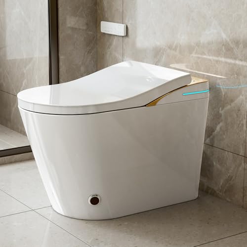 Smart One-Piece Toilet with Built-in Bidet for Bathrooms, Modern Elongated Design with Warm Water, Dual Auto Flush, Foot Sensor Operation, Heated Bidet Seat, Electric Tankless System with LED Display Smart One-Piece Toilet with Built-in Bidet for Bathrooms, Modern Elongated Design with Warm Water, Dual Auto Flush, Foot Sensor Operation, Heated Bidet Seat, Electric Tankless System with LED Display