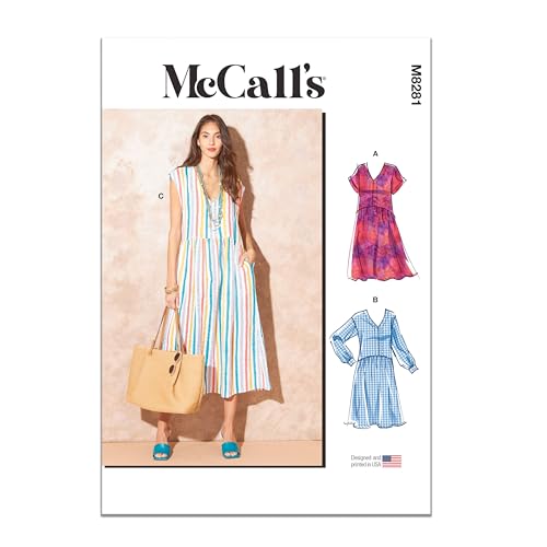 McCalls Easy to Make Misses Sun Dresses Sewing Pattern Packet Design Code M8281 Sizes XS-S-M-L-XL-XXL Multicolor