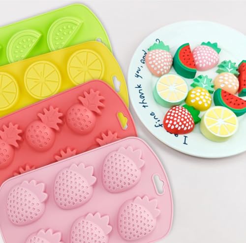 Set de 4 moldes de silicona en formas de frutas miniatura 2
