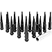 Wheel Accessories Parts Set of 20 Black Spiked Solid Metal Lug Nuts 9/16 x 18 Thread 4.4 Inch Tall Closed End Bulge Acorn Spike Lug Nut 1 Long Socket Key