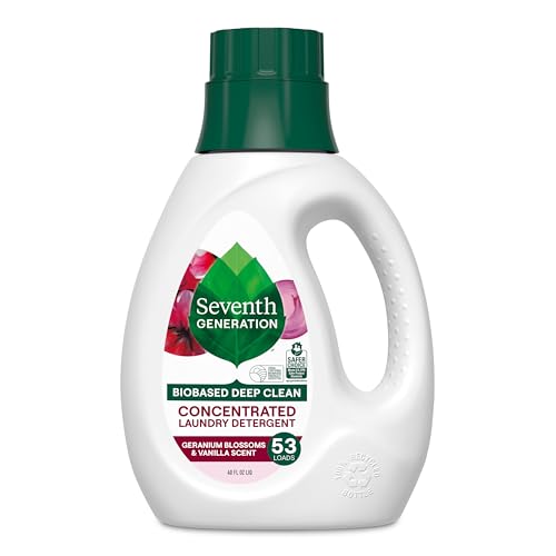 Image of Seventh Generation Concentrated Laundry Detergent, Stain Fighting Formula, Geranium Blossom & Vanilla, 40 oz (53 Loads)